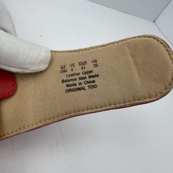 Dr Scholl’s SHOES, RED LEATHER TOP, ADJUSTABLE TOP STRAP, WOODEN SOLE, SIZE 10M - Picture 12 of 16